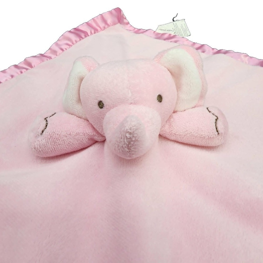 Stepping Stones Elephant Lovey Pink I Love Hugs‎ Satin Trim Security Blanket